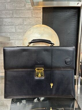 Versace Black Leather Briefcase